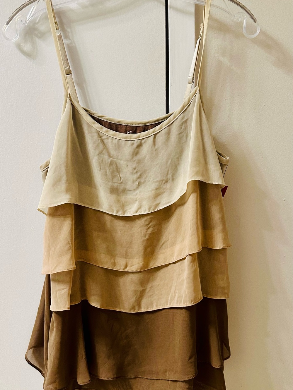 New York & Company Layered Ombre Chiffon Camisole in Cream, Tan, Brown